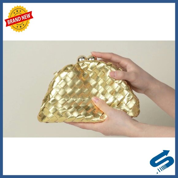 Woven Leather Clutch with Detachable Chain Strap for Formal Events